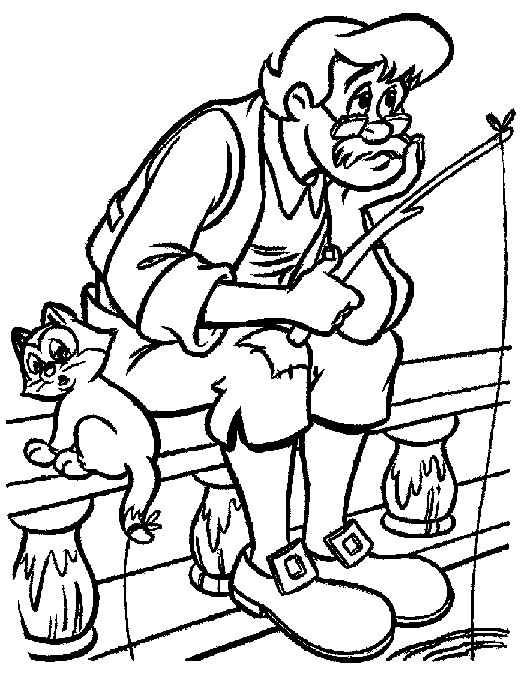 coloriage gepetto peche